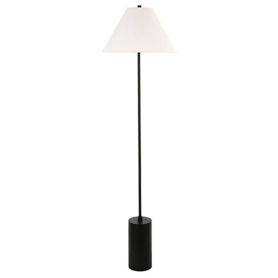64 in. Black Traditional Shaped Floor Lamp with Frosted Glass Empire Shade, White