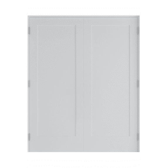 64 in. x 80 in. Bi-Parting Solid Core White Primed Composite Double Prehung French Door with Catch Ball and Black Hinges