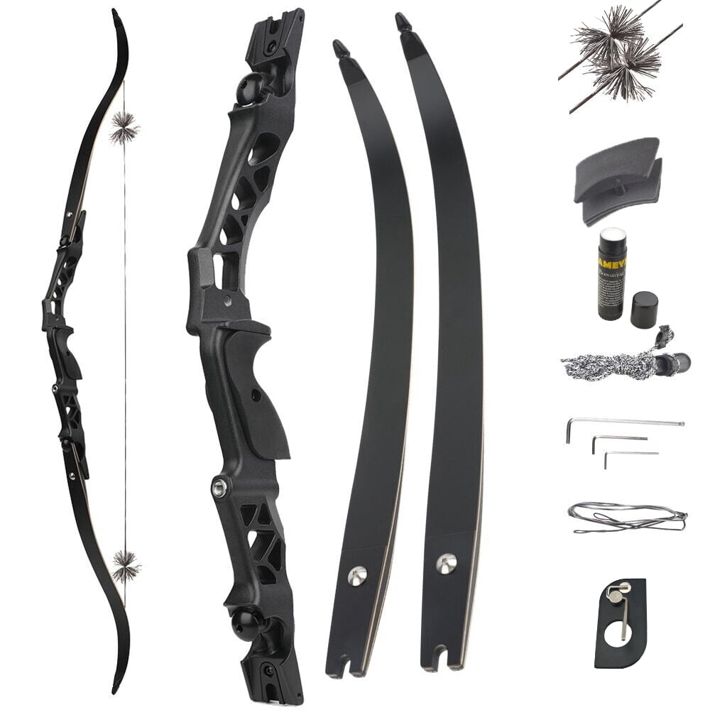 64 inch 30-60 lbs Outdoor Shooting Alloy Material Jungle Coating Hunting and Archery Adult Bow （black 55lbs）