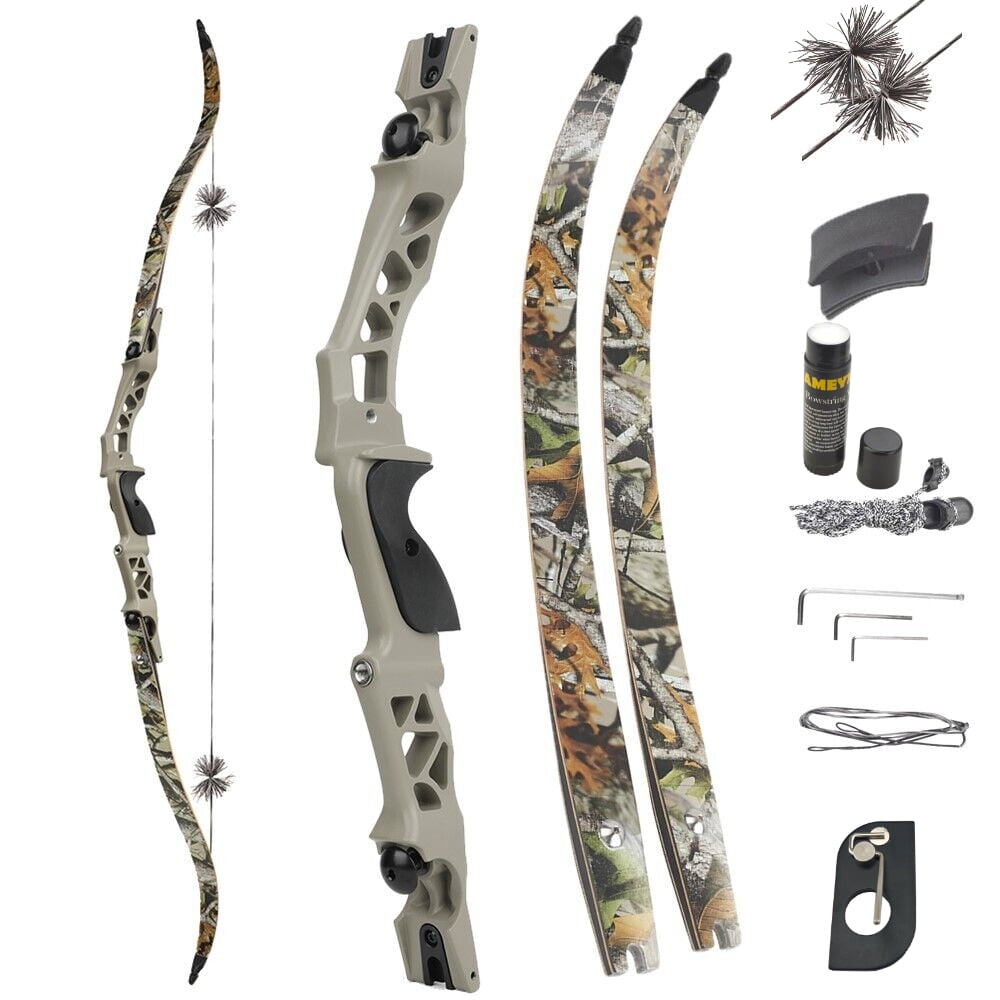 64 inch 30-60 lbs Outdoor Shooting Alloy Material Jungle Coating Hunting and Archery Adult Bow （grey 50lbs）