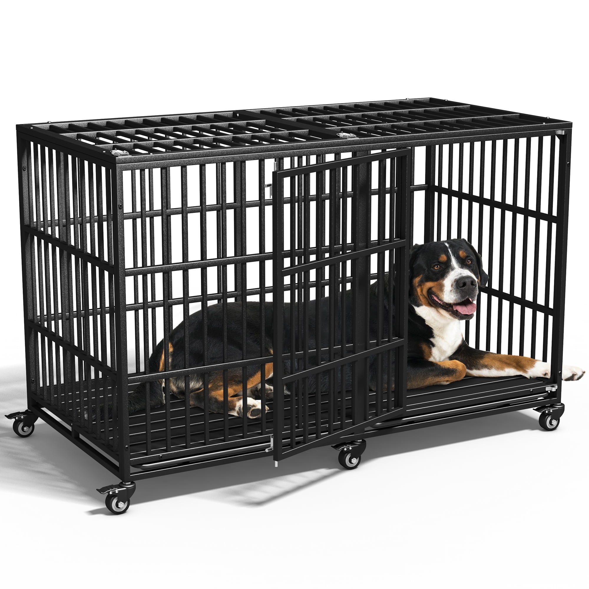 54/48/42/38 Inch Heavy Duty Dog Crate Cage with Wheels