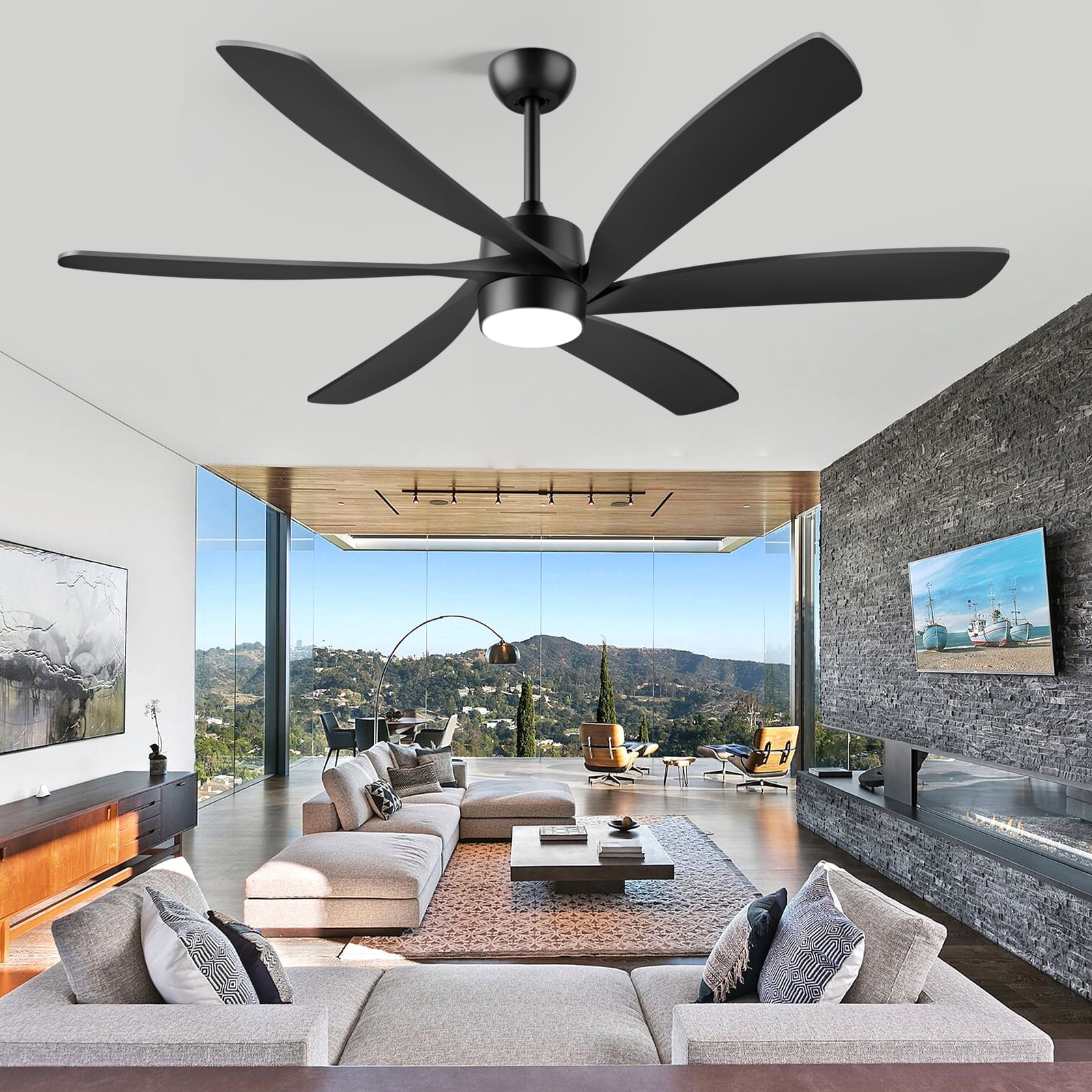 64 inch Outdoor Ceiling Fan for Patios Waterproof with Light,Modern ...