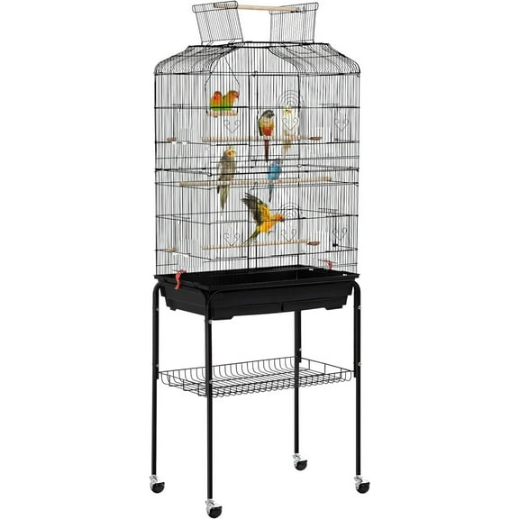 64-inch Play Open Top Medium Small Bird Cage with Detachable Rolling Stand for Parrot Lovebirds Finches Canaries Parakeets Cockatiels Budgie Parrotlet Conures