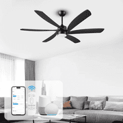 64 inch Smart Ceiling Fan with Remote+App Control,Modern Black 6 Reversible Blades Large Airflow Fan