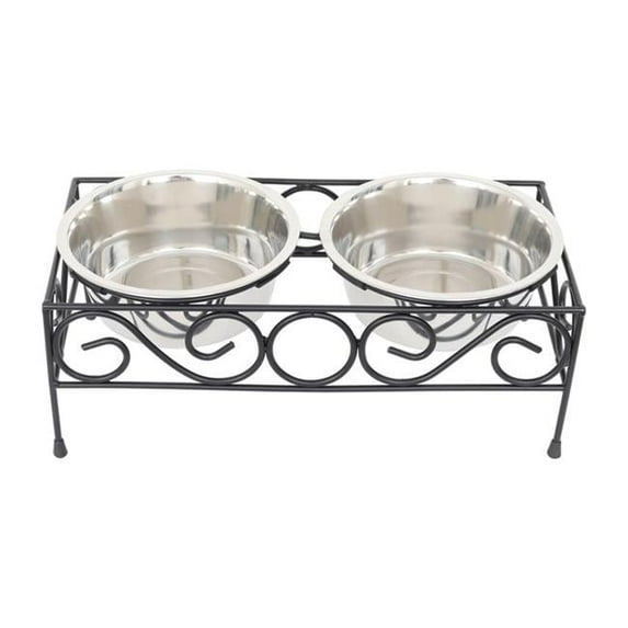 64 oz Elevated wired Pet Double Diner with Stainless Steel Bowls for Dogs & Cats - Large
