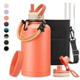 thumbnail image 1 of 64 oz Insulated Water Bottle, Paracord Handle, Carrier Bag, Half Gallon Jug Keep Cold 48H, Wide Mouth Stainless Steel Flask for Women Fitness Sports, 1 of 9