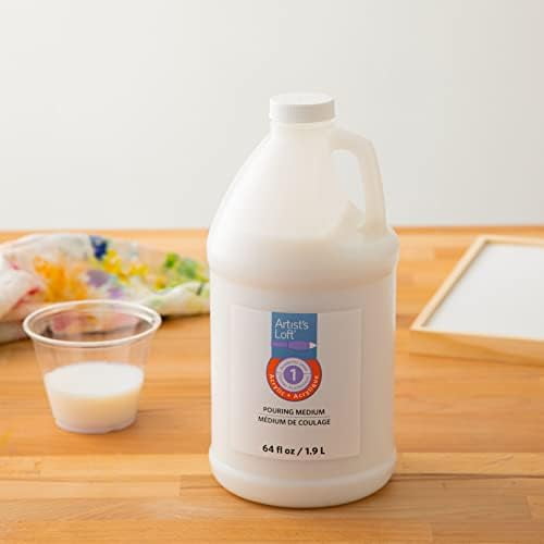 64 oz. Pouring Transparent Medium - Thin Acrylic Paint with A Few Drops, Water Resistant Once Dry - 1 Pack$$Art & Craft