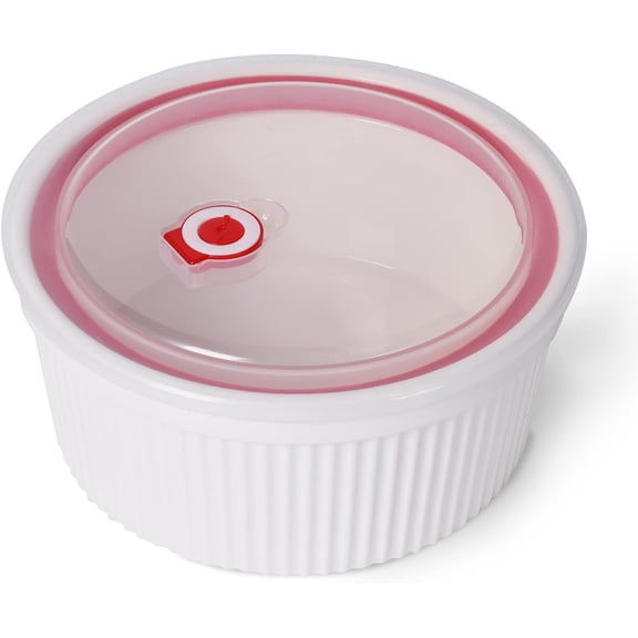 64 oz Ramekins with Lids 1 PCS, Porcelain Ramekins Dishes for Souffle,Creme Brulee, Pudding, Custard Cups,Bakeware Bowls Set for Baking,Oven Safe, White (8 inch)