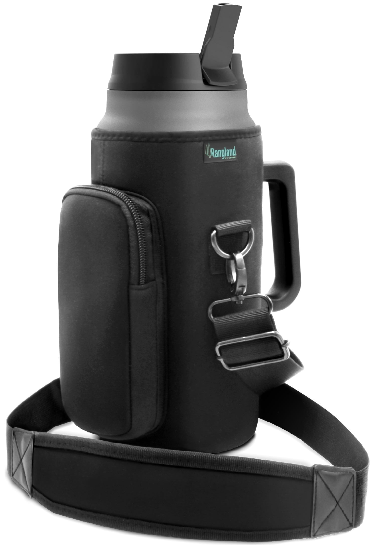 64 oz Tumbler with Handle and Straw Lid, Insulated Half Gallon Water Bottle Cup for Hot/Iced Drinks (Neoprene Carrying Strap Bag Included) Charcoal Grey