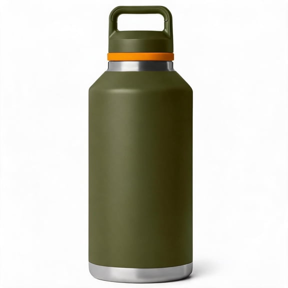 64 oz Vacuum Insulated Stainless Steel Water Bottle with Chug Cap Olive King Crab Orange