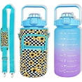 thumbnail image 1 of 64 oz Water Bottle with Straw & Sleeve motivational BPA-free Half Gallon Water Bottle Holder with Strap Aesthetic Water Jugs for Drinking with Handle for Gym Women Men Sunflower, 1 of 1