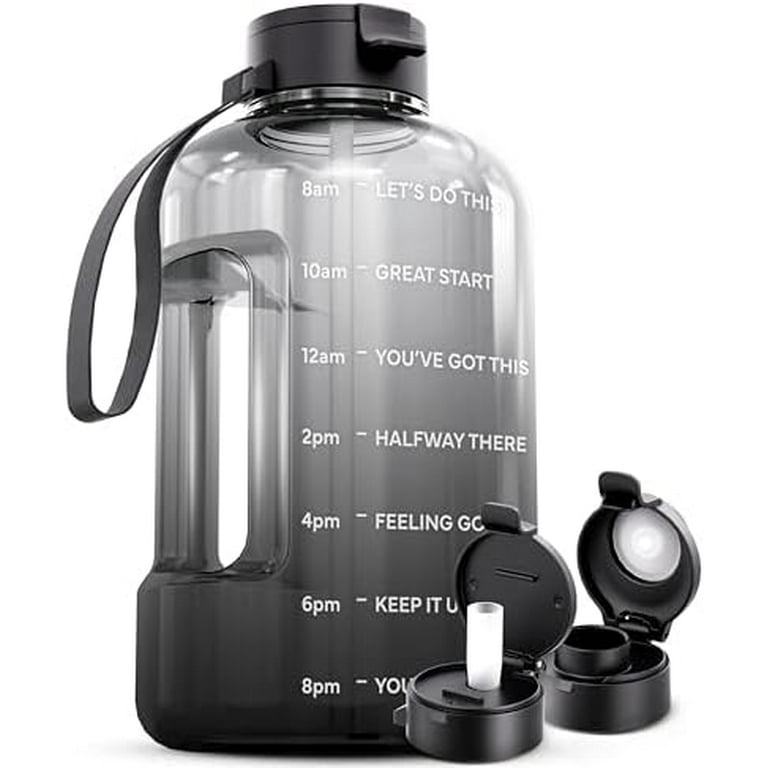 64 oz Water Bottle with Time Marker Straw Chug Lid BPA Free