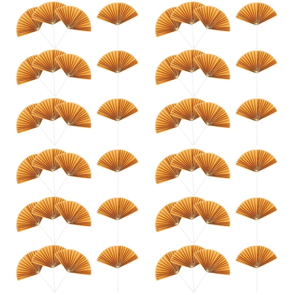 64 pcs Paper Fan Cake Topper Birthday Cake Picks Cake Inserts Decorations Cupcake Topper