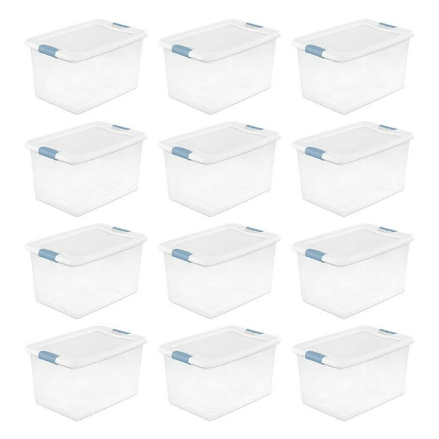 64 qt. Plastic Latching Storage Box Containers in Clear, 12Pack