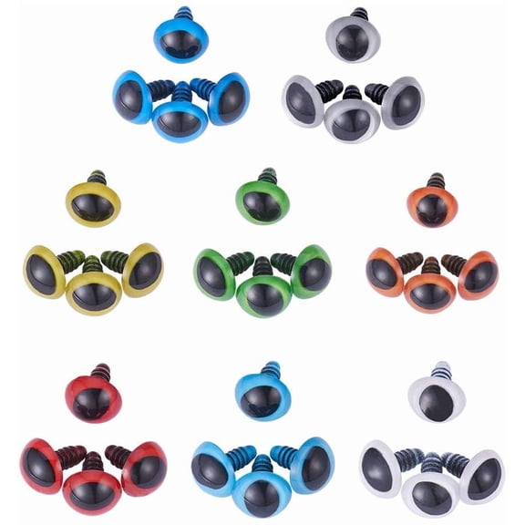 64 sets 18.5mm Craft Plastic Eyes with Pads Colorful Safety Eyes for DIY Craft Making 8 Mixed colors