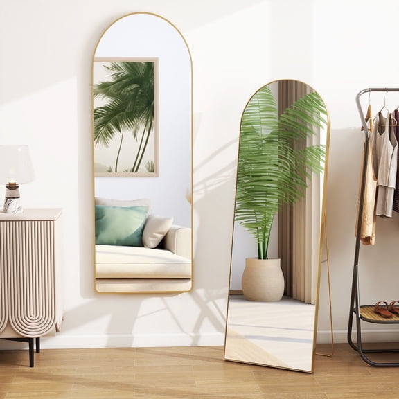 64"x 21" Full Length Mirror Arched Standing Floor Mirror Full Body Mirror Wall-Decor,Gold
