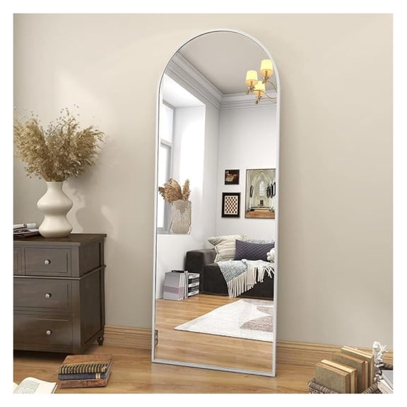 64"x21" Arch Full Body Floor Mirror, Full Length Mirror Hanging or Leaning Arched-Top, Wall Mirrors with Stand for Bedroom, Dressing Room, Silver