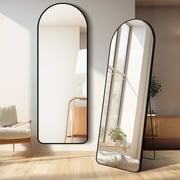 64"x21" Arched Full Length Mirror Full Body Floor Mirror with Stand for Bedroom Cloakroom, Black