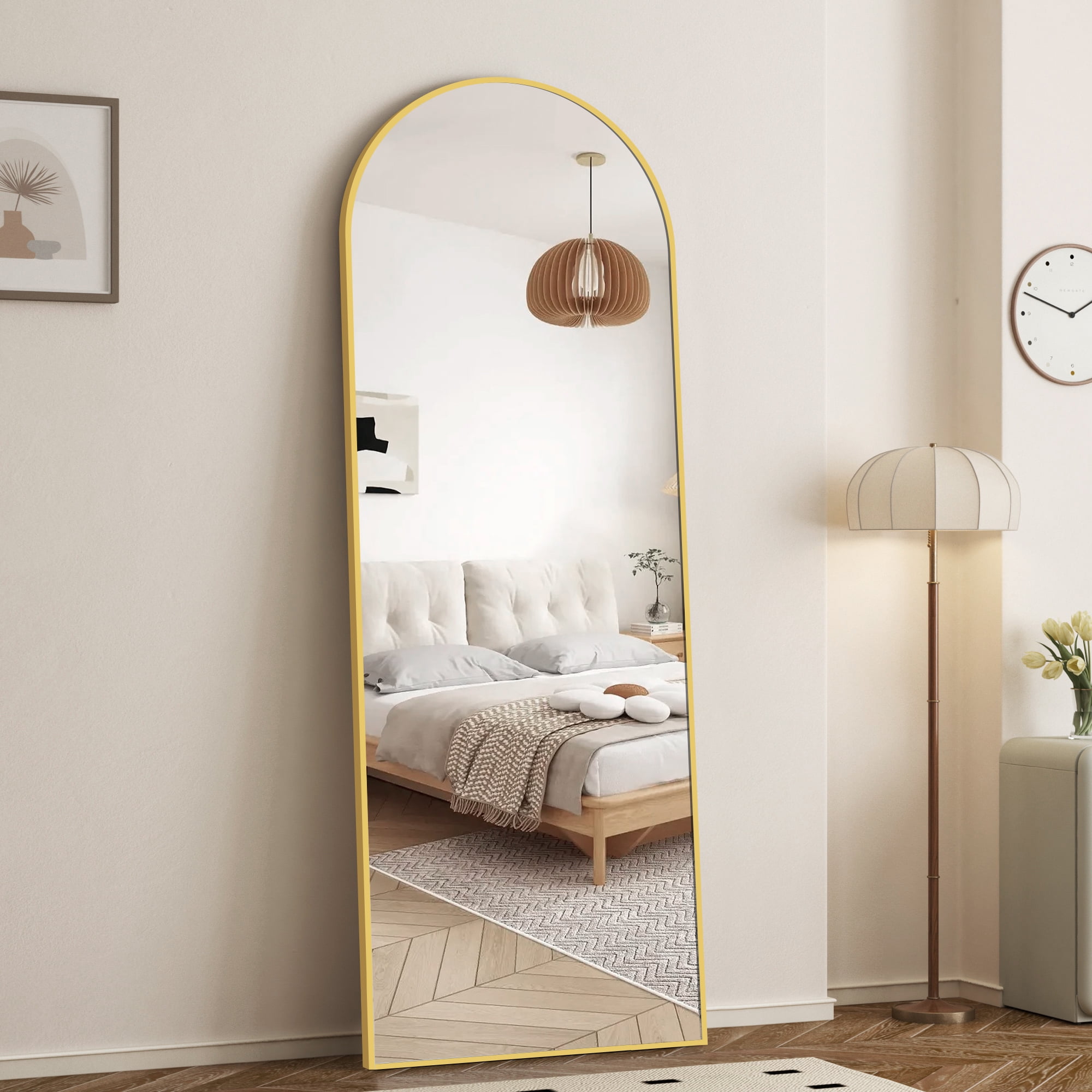 Gold Arched Full Length Mirror with Aluminum Frame, 64x21