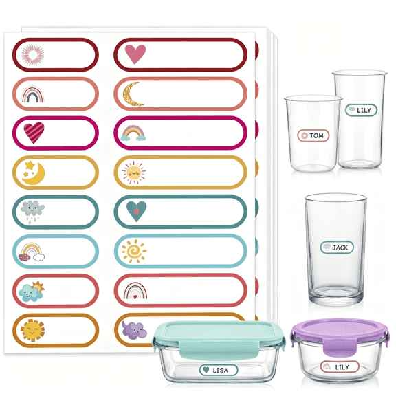 640 Pack Waterproof Labels, Self-Laminating Name Tag Stickers, Ideal for Daycare and School Use