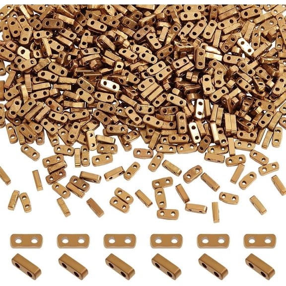 640 Pcs Metallic Color Plated Colors 4.5-5x2mm Glass Square Beads for Jewelry Making Gold