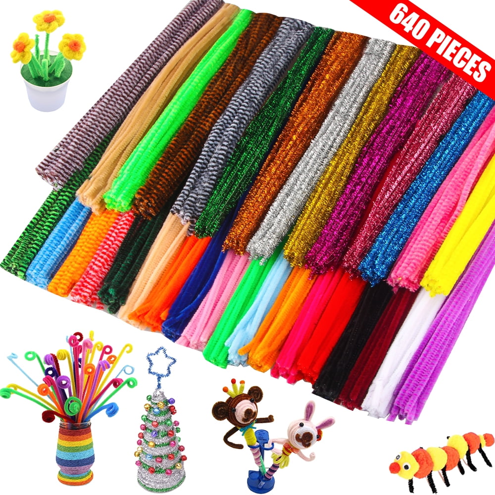 YUEHAO 100 Pieces Gold Pipe Cleaners Craft Supplies Flexible