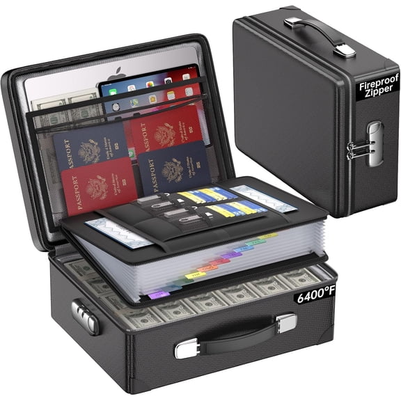 6400 F Fireproof Document Box with Lock, 10 Layers Heat Insulated