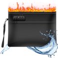 thumbnail image 1 of 12 Layer Insulation 6400°F Lockable Fireproof Money Bag Double Zip 14.2"x10.2" Black for Passport Cash Documents and Valuables, 1 of 11