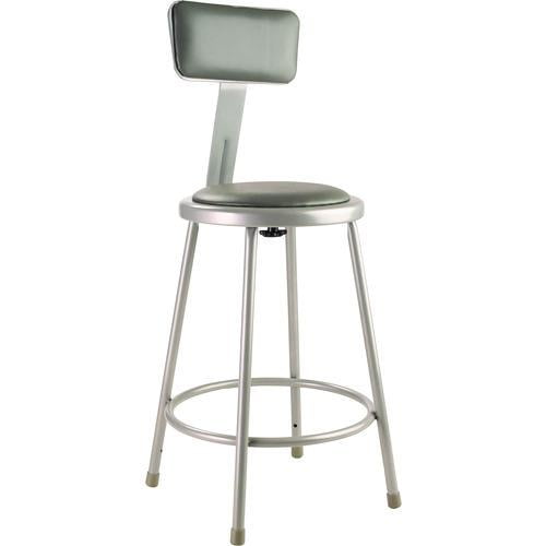 6400 Series Heavy Duty Vinyl Padded Steel Stool With Backrest, Supports Up to 500 lb, 24" Seat Heigh | Bundle of 2