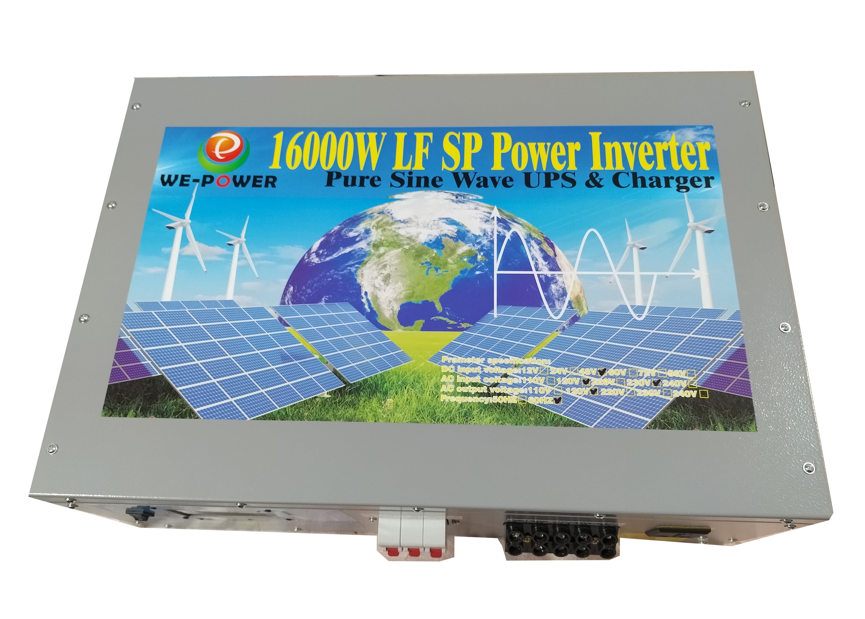 64000W Peak 16000W Power Inverter (8000W 110V Or 8000W 220V) Low Frequency Split Phase Pure Sine Wave Solar Converter 48V DC To 110V,220V AC 60Hz Frequency With UPS / Battery Charger / LCD Display
