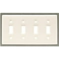 thumbnail image 1 of 64009 Bisque Ceramic & Satin Nickel Quad Switch Cover Plate, 1 of 1