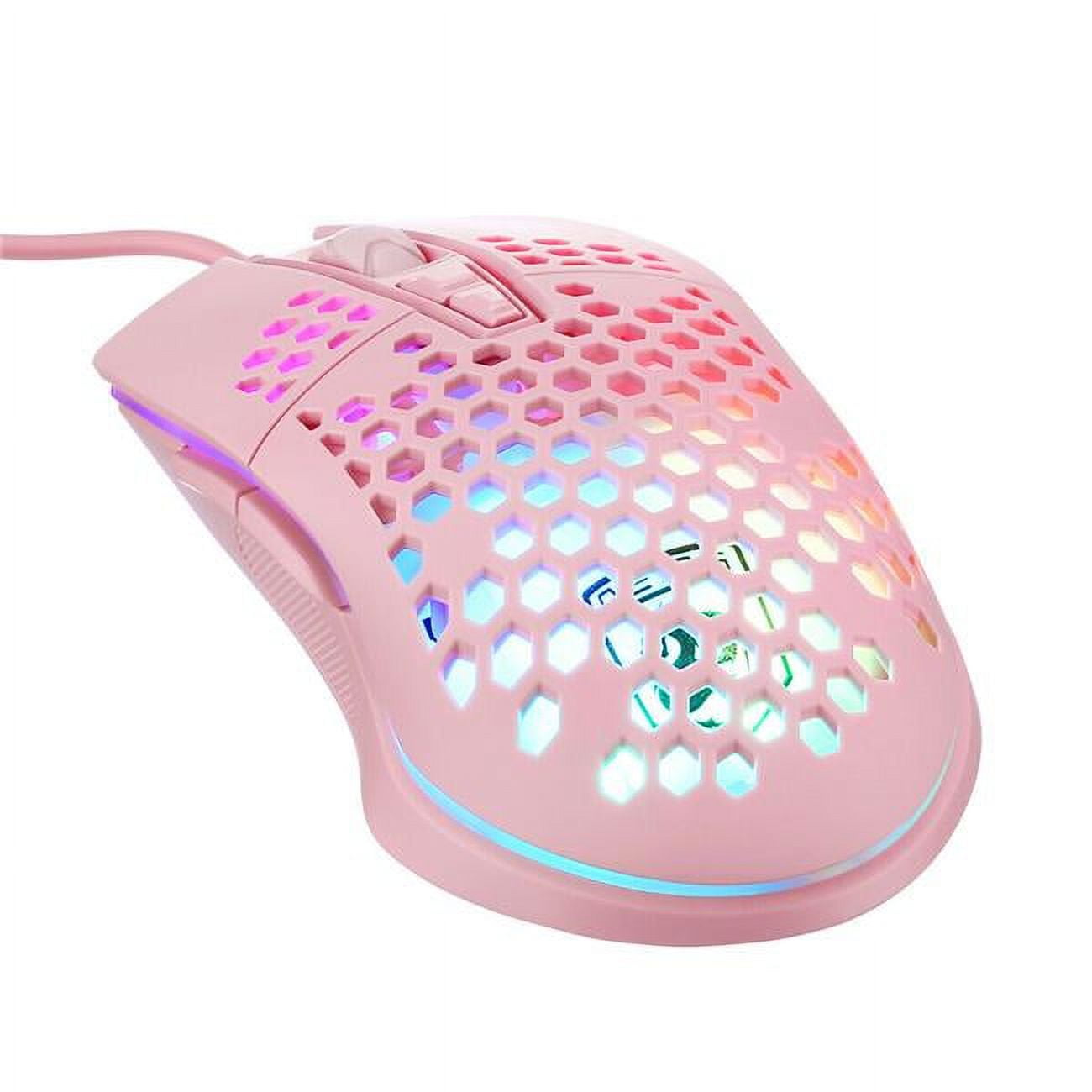 6400DPI Wired Gaming Mice Mouse RGB Flowing Backlit Light for PC, Laptop & Computer, Pink