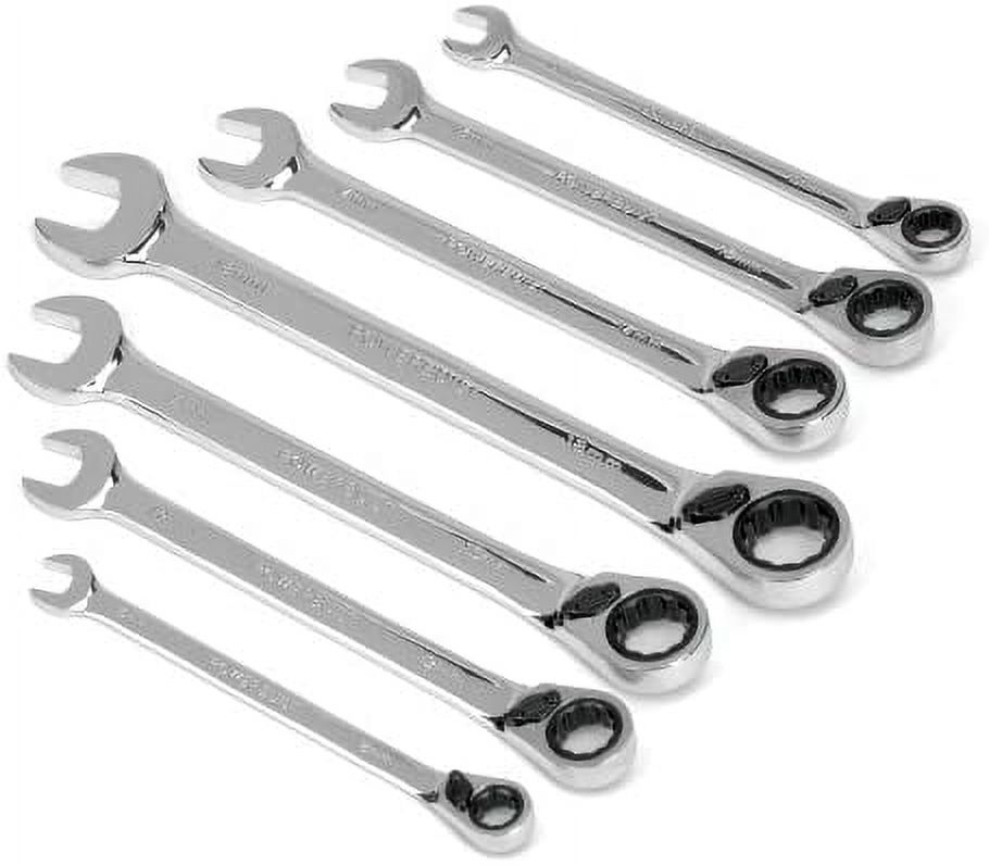 640308 Metric Reversible Ratcheting Combination Wrench Set (7 Piece