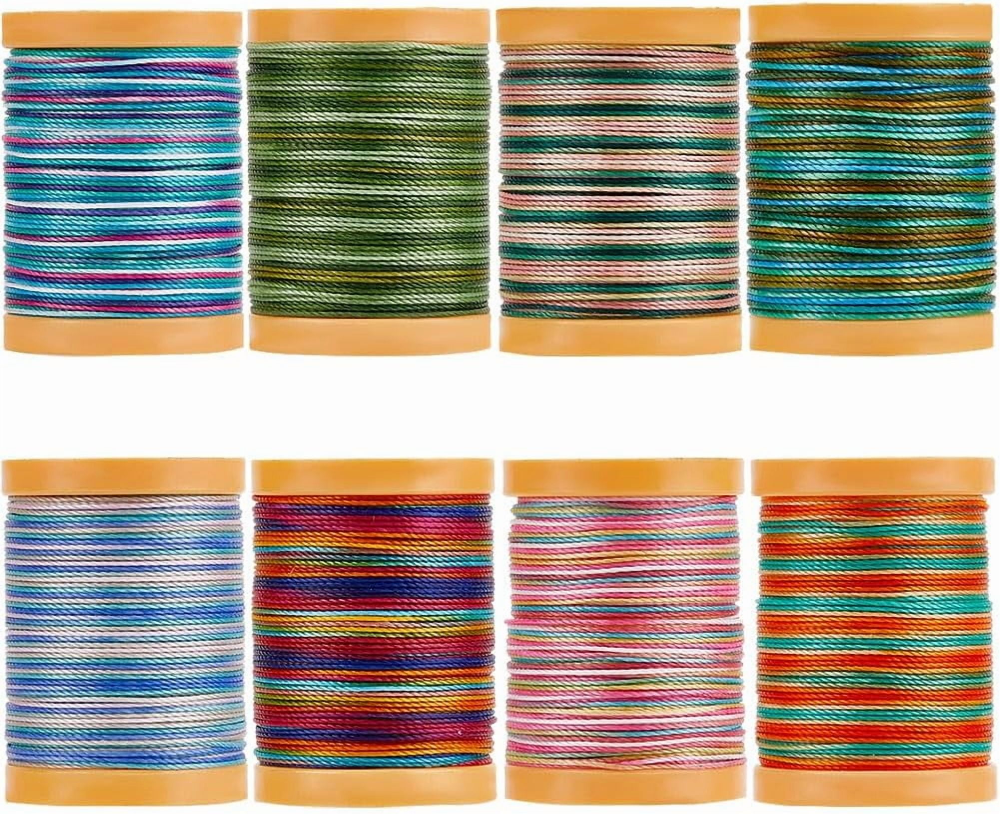 640M/700 Yards 0.5mm 8 Rolls Colored Beading Cord Waxed Macrame Thread Round Polyester Variegated Weave Segmented Dyeing String Ropes for Making Bracelets Beading Sewing DIY Crafts Colorful DIY