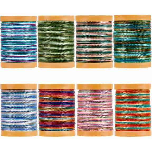 640M/700 Yards 0.5mm 8 Rolls Colored Beading Cord Waxed Macrame Thread Round Polyester Variegated Weave Segmented Dyeing String Ropes for Making Bracelets Beading Sewing DIY Crafts Colorful DIY
