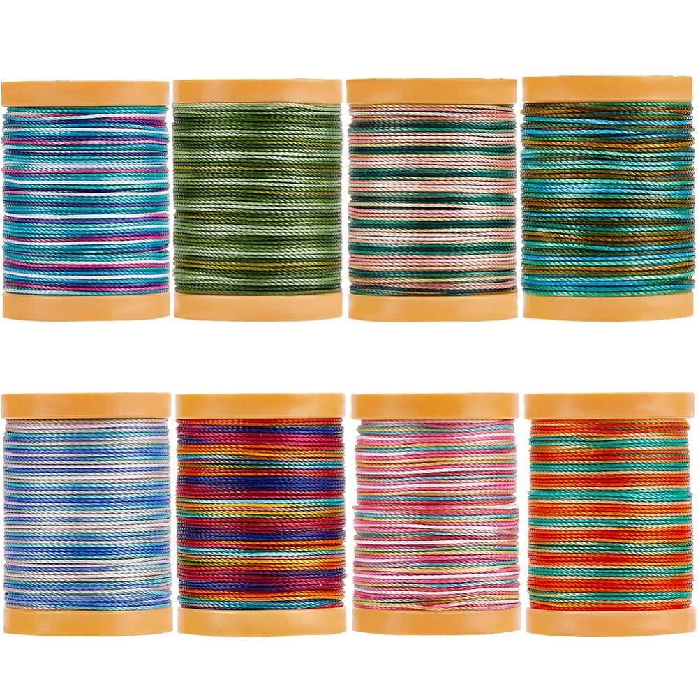 640M/700 Yards 0.5mm 8 Rolls Colored Beading Cord Waxed Macrame Thread Round Polyester Variegated Weave Segmented Dyeing String Ropes for Jewelry