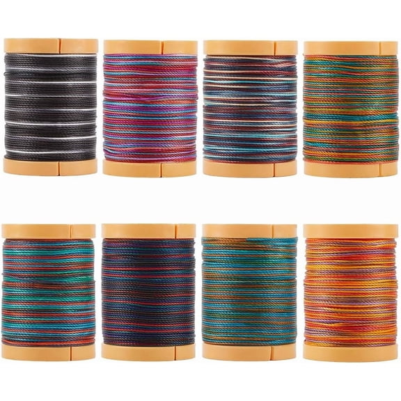 640M/700 Yards 8 Rolls 0.5mm Multi Colored Waxed Thread Wax Polyester Thread Round Beaded Macrame Craft Dyeing Cord String