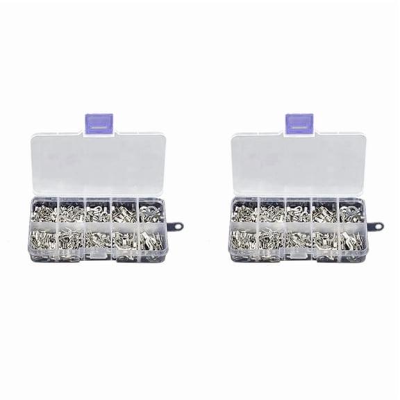 640Pcs 10 in 1 Terminals Non-Insulated Ring Fork U-Type Brass Terminals Assortment Kit Cable Wire Connector Crimp Spade