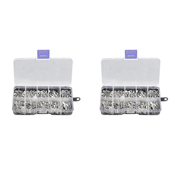 640Pcs 10 in 1 Terminals Non-Insulated Ring Fork U-Type Brass Terminals Assortment Kit Cable Wire Connector Crimp Spade