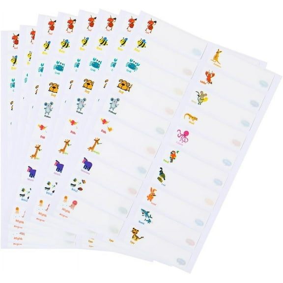 640pcs Bottle Labels Daycare Labels Animal Tiger Octopus Kangaroo Waterproof Name Sticker Self-Laminating Write-On Paper Name Tags Stickers for Water Bottle Lunch Box Clothes Camp School Home for DIY