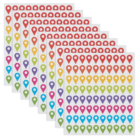 640pcs Map Location Stickers 8 Colors You are Here Stickers Map Pointer Sticker Self Adhesive Landmark Sticker Indicator Labels for Marking Camping Adventure Sites Travel Destinations DIY