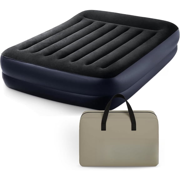 64123ED Dura-Beam Plus Pillow Rest Air Mattress: Fiber-Tech Queen Size Built-in Electric Pump 16.5in Bed Height 600lb Weight Capacity