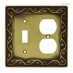 64191 Antique Bronze Leaf & Vine Switch Duplex Combo Cover Plate