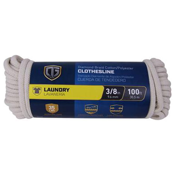 641921 Clothesline, Diamond Braided Cotton, 3/8-In. x 100-Ft. - Quantity 5