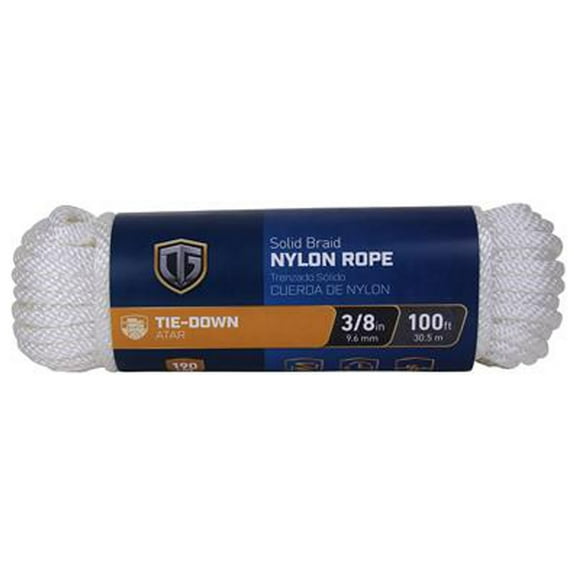 642221 Nylon Rope, Diamond Braid, White, 3/8-In. x 100-Ft. - Quantity 5