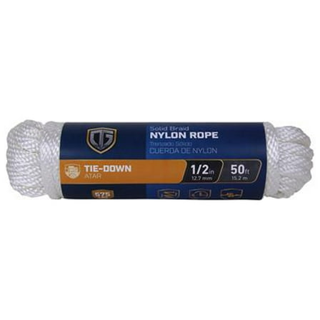 642231 Nylon Rope, Diamond Braid, White, 1/2-In. x 50-Ft. - Quantity 4