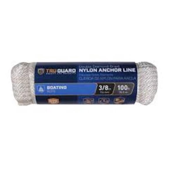 642301 Anchor Rope, Double Diamond Braided, White, 3/8-In. x 100-Ft. - Quantity 1
