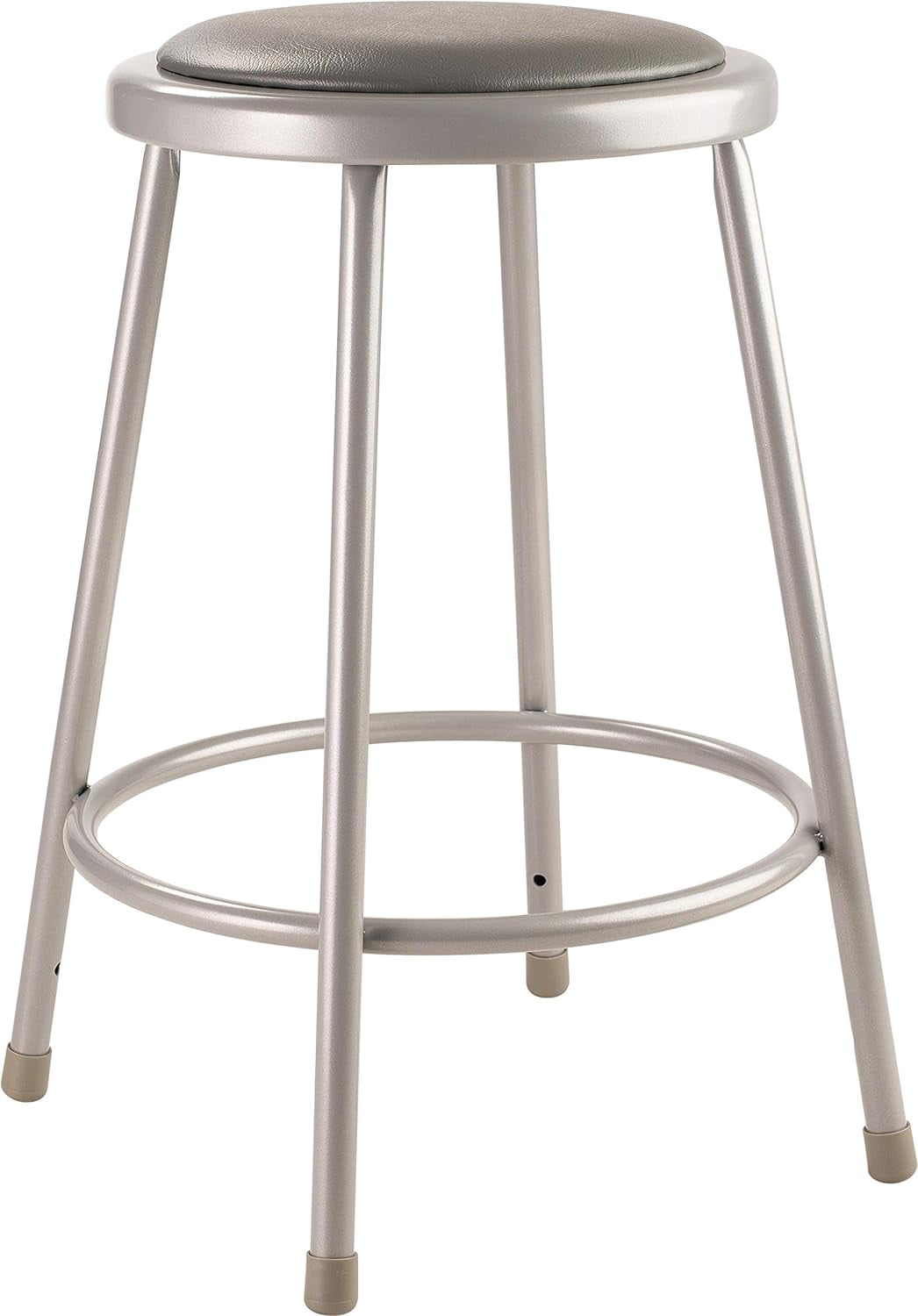 National Public Seating Adjustable Steel Stool - 19" To 27" Height, Vinyl Padded Seat, Grey, Pack Of 5