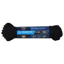 642611 Paracord 550 Nylon Rope, Black, 5/32-In. x 50-Ft. - Quantity 12