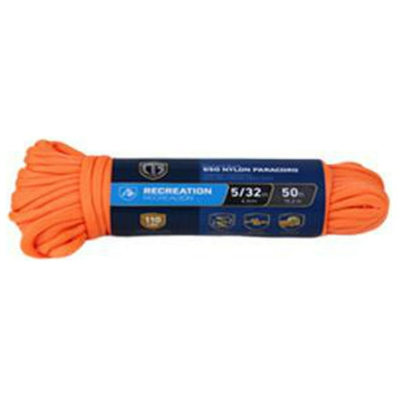 642621 Para Cord 550 Nylon Rope, Orange, 5/32-In. x 50-Ft. - Quantity 12